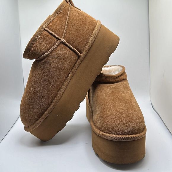 CUSHIONAIRE Women's Genuine Suede pull on platform boot +Memory Foam 8.5 CHESTNU - Picture 7 of 7